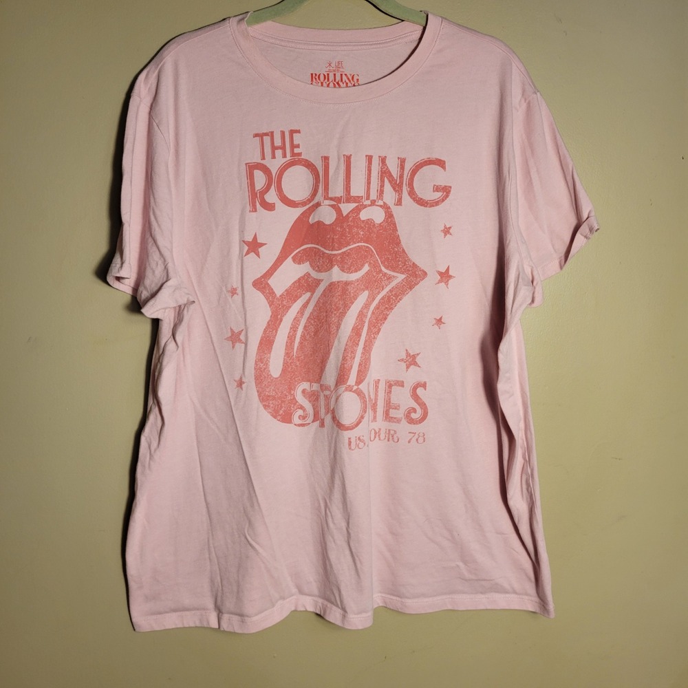 Life Clothing Co Rolling‎ Stones US Tour 78 Pink Graphic T-Shirt 1X Mens Womens